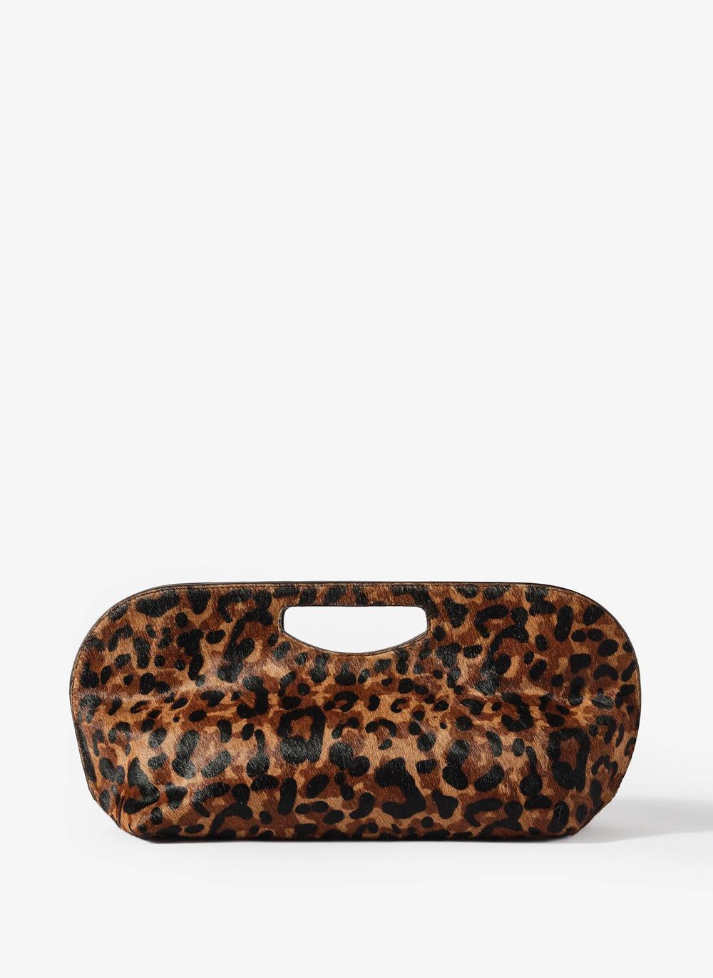Maya Leopard Print Textured Leather Clutch Bag