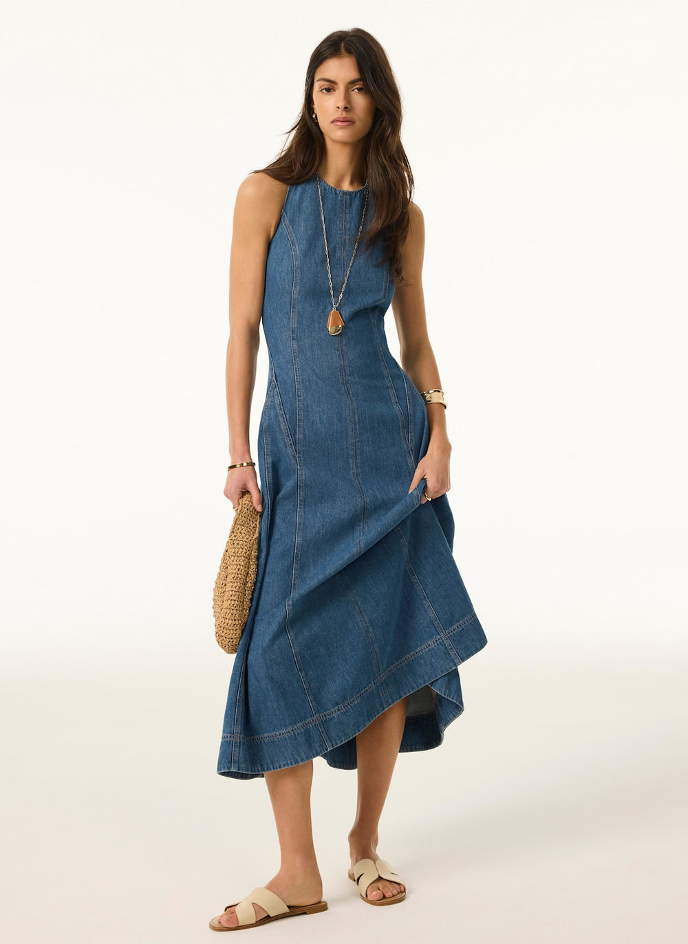 sachin and babi light blue dress Washed Denim Halter Dress main image 0