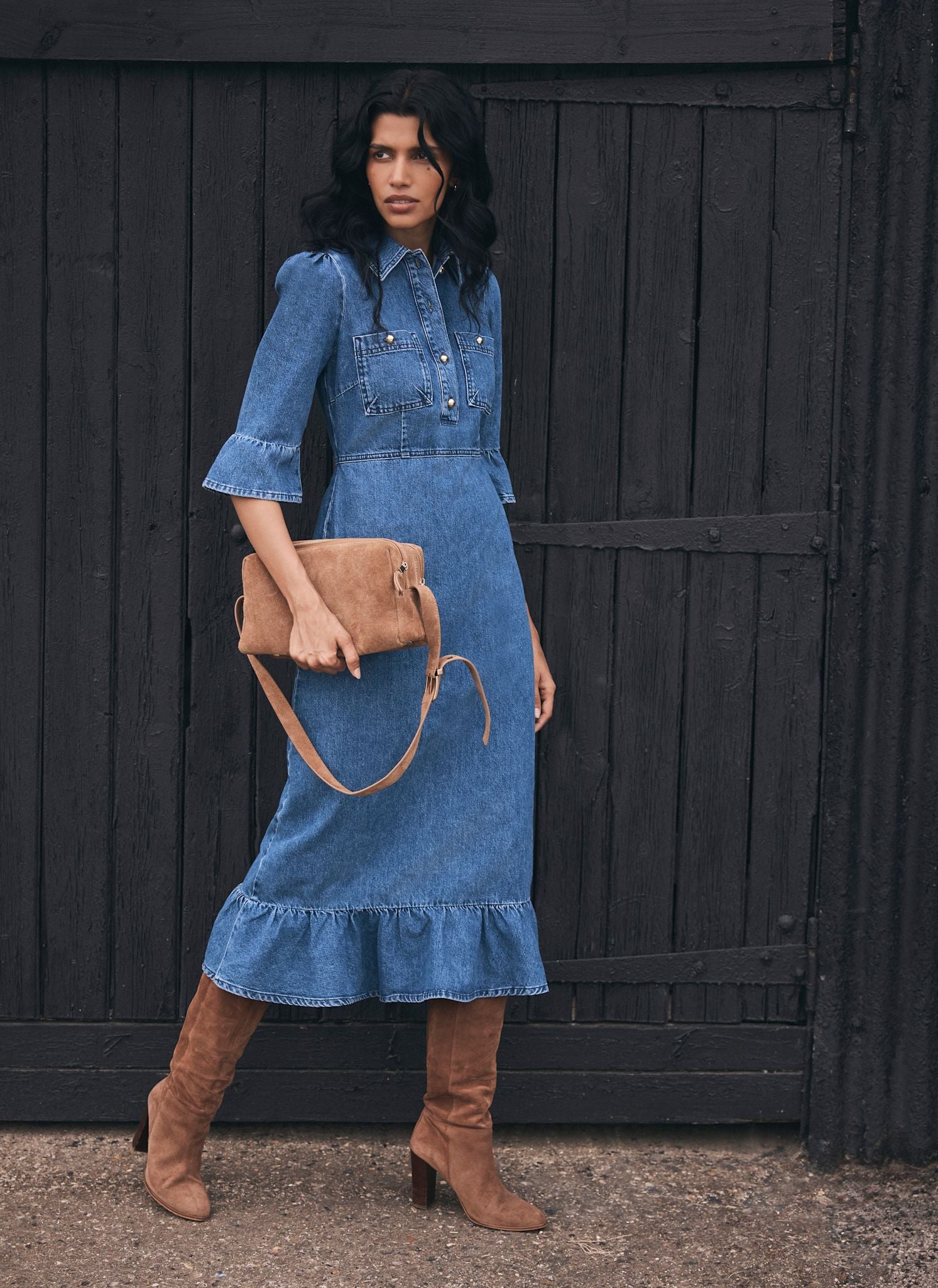 Indigo Denim Midi Shirt Dress – Mint Velvet
