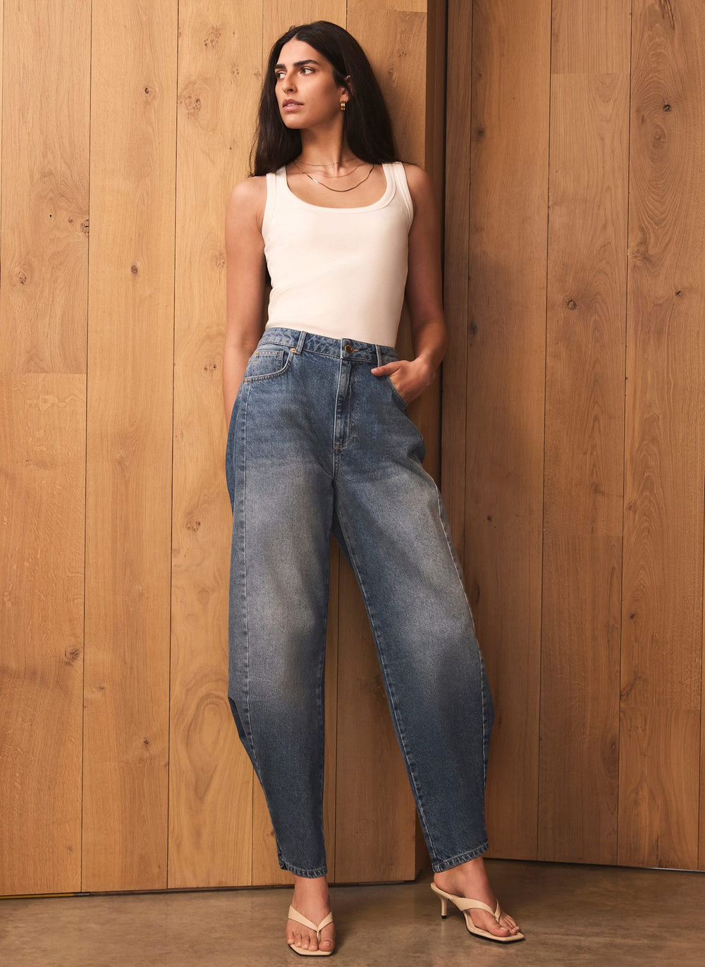 Mid Indigo Balloon Leg Jeans