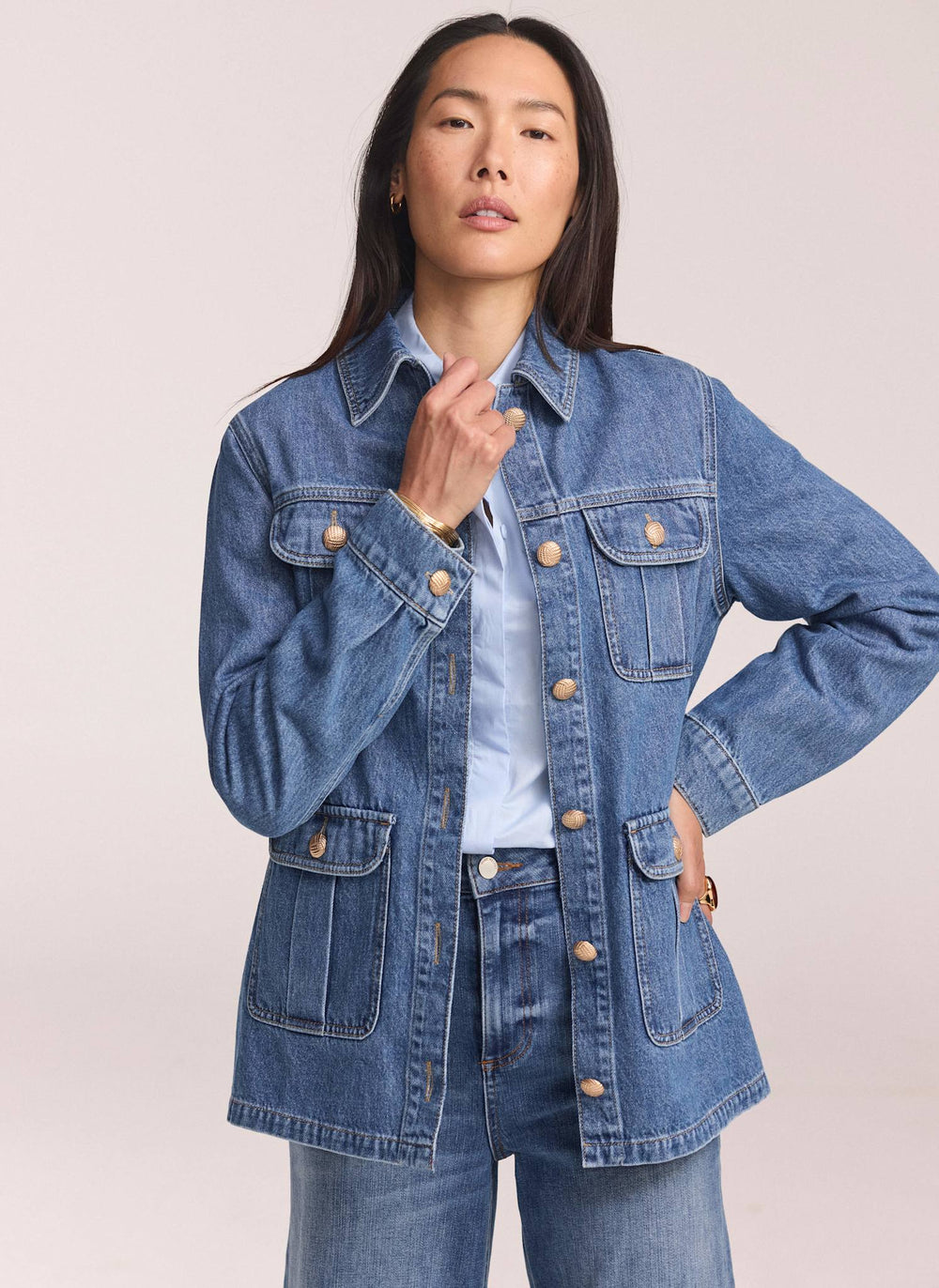 Mid Indigo Denim Shacket