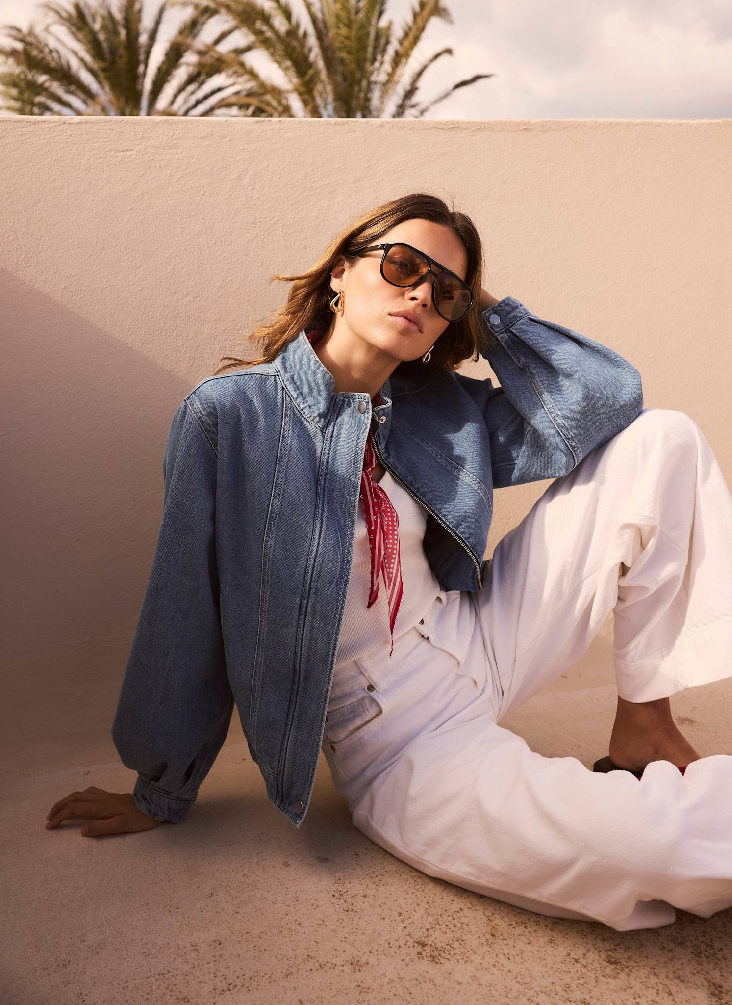 Mid Indigo Denim Bomber Jacket – Mint Velvet