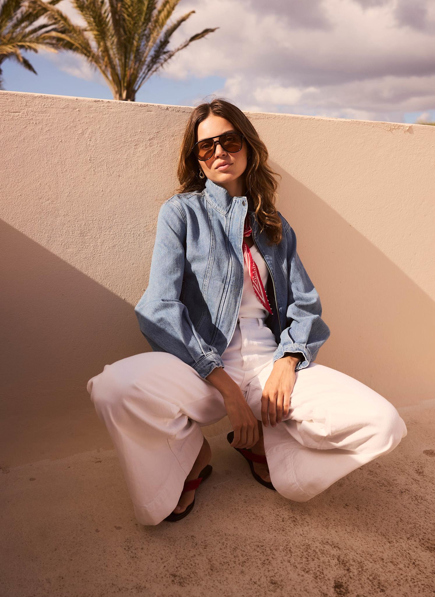 Mid Indigo Denim Bomber Jacket – Mint Velvet