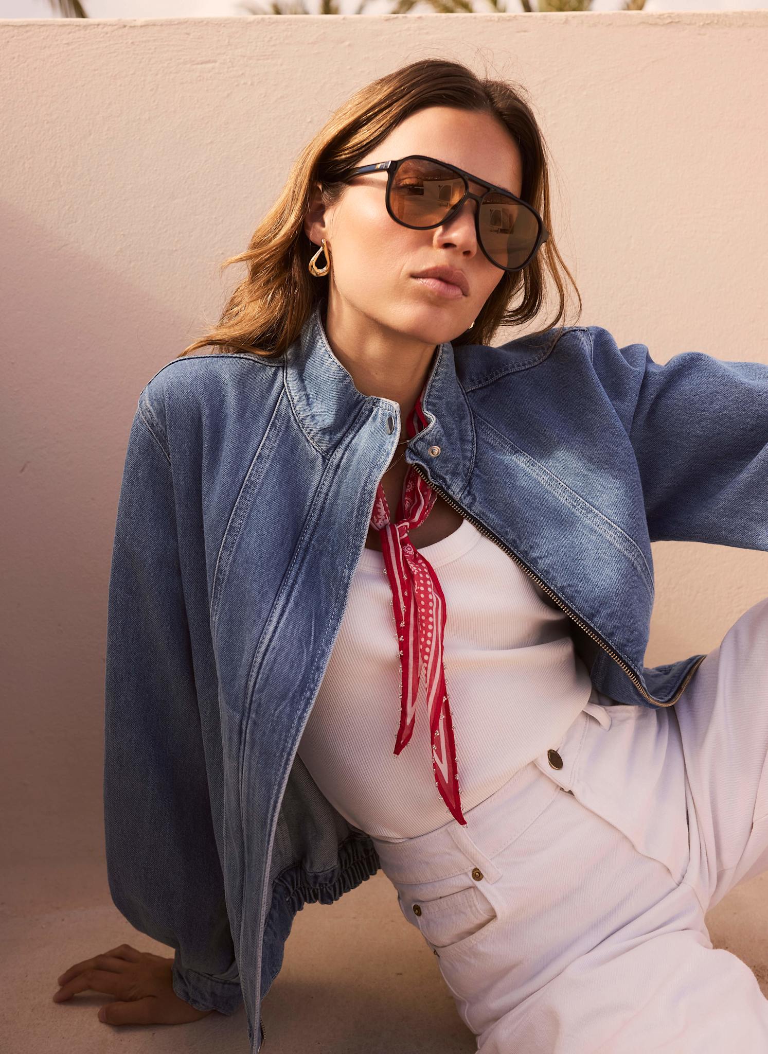 Mid Indigo Denim Bomber Jacket – Mint Velvet