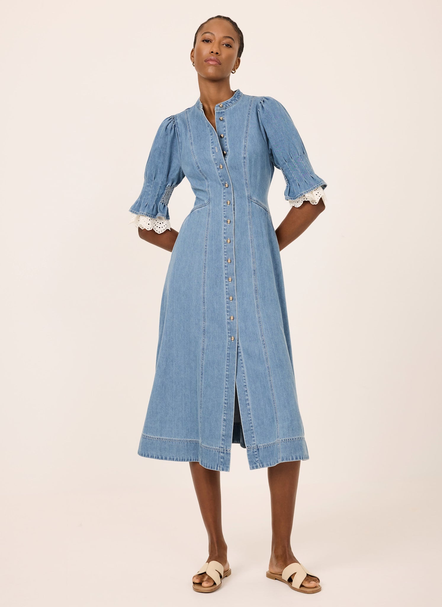 Mid Indigo Denim Midi Dress – Mint Velvet