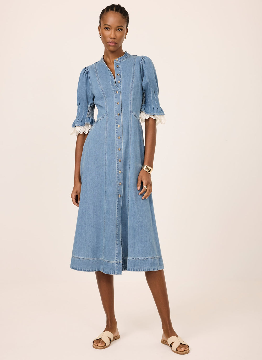 Mid Indigo Denim Midi Dress  Mint Velvet