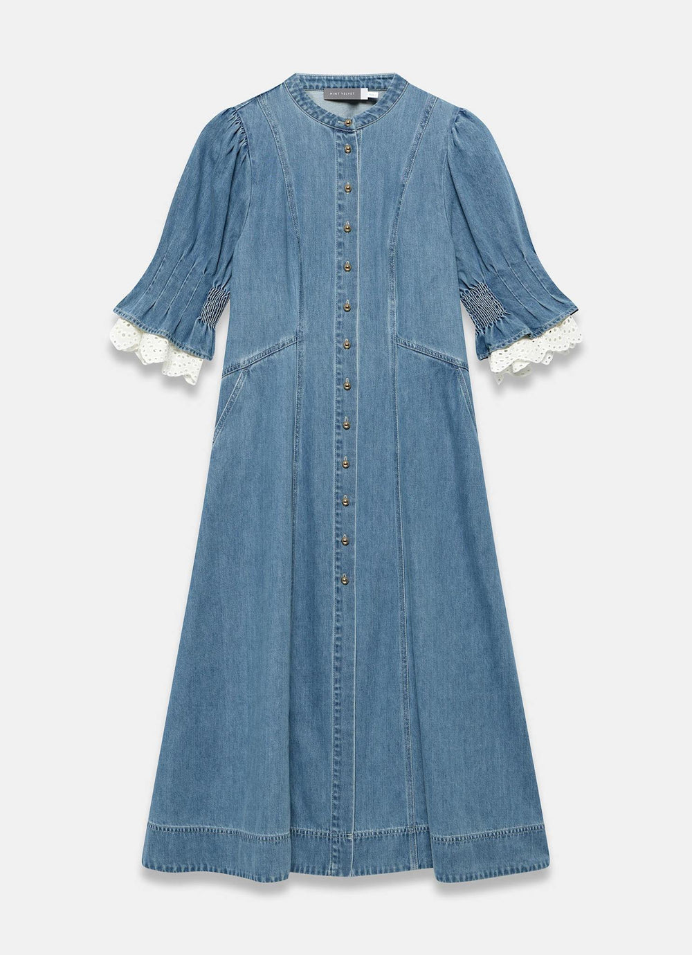 white christmas dresses Indigo Denim Embroidered Dress main image 1