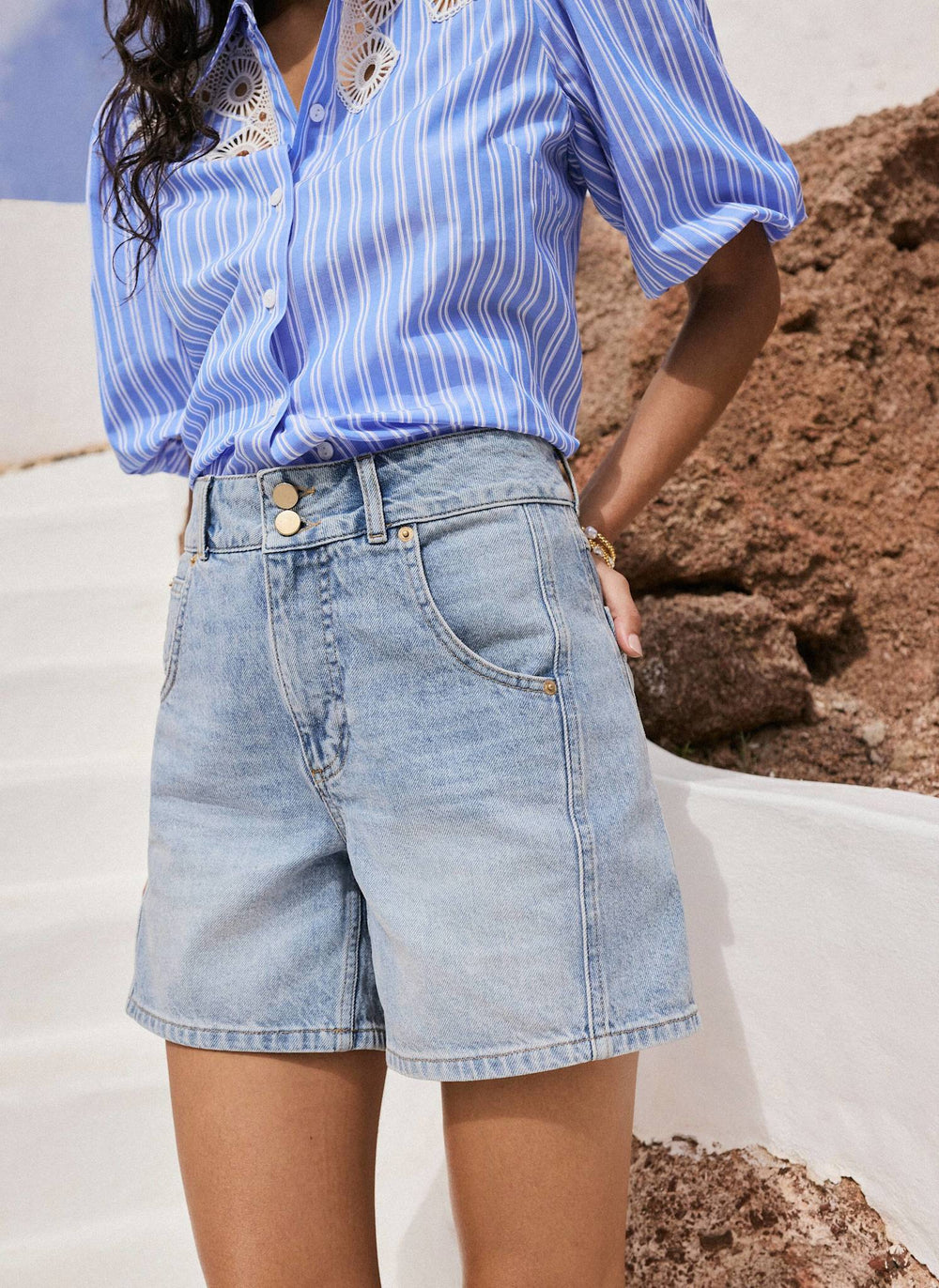 Mid Indigo Denim Shorts