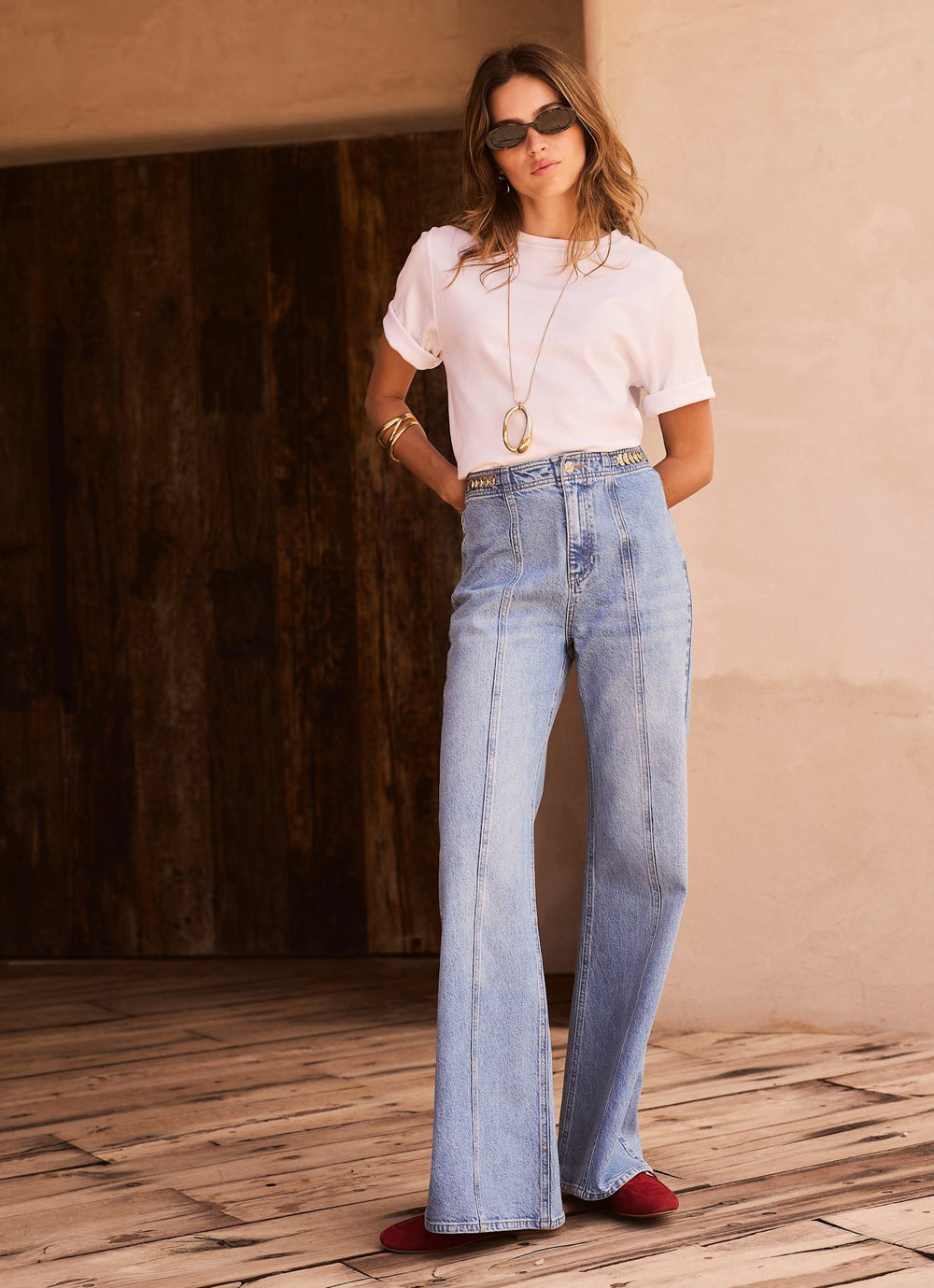 Mid Indigo Flared Jeans