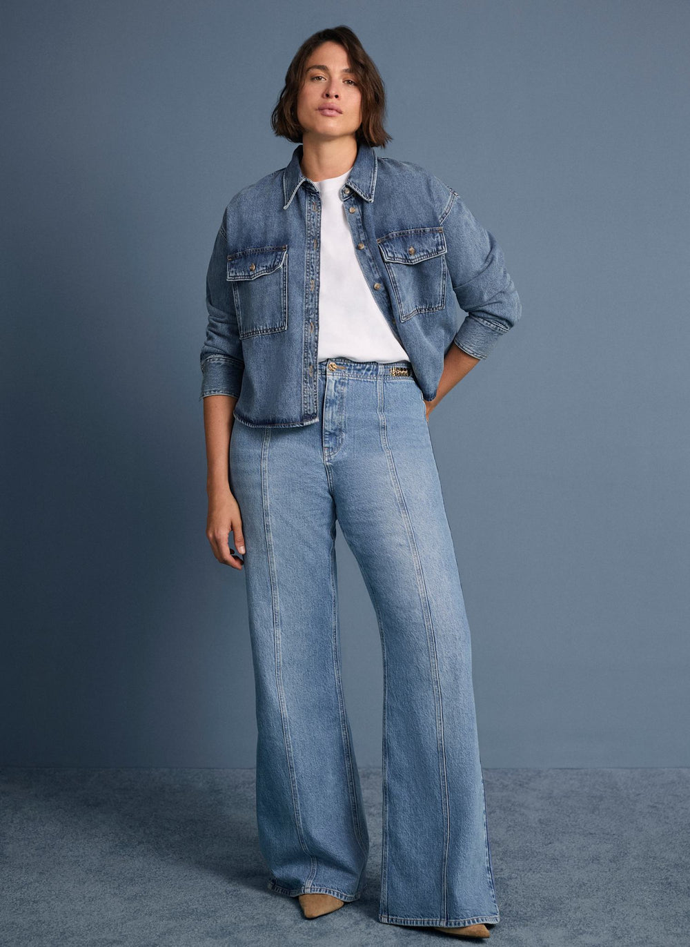 Mid Indigo Vintage Flared Jeans