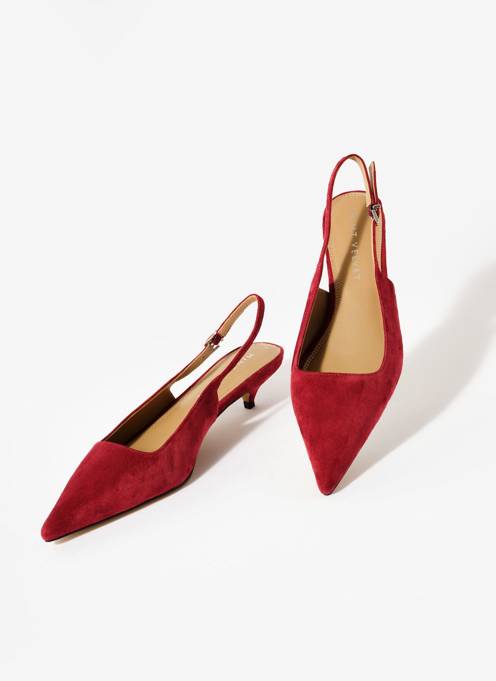 Mila Red Suede Slingback Kitten Heels – Mint Velvet
