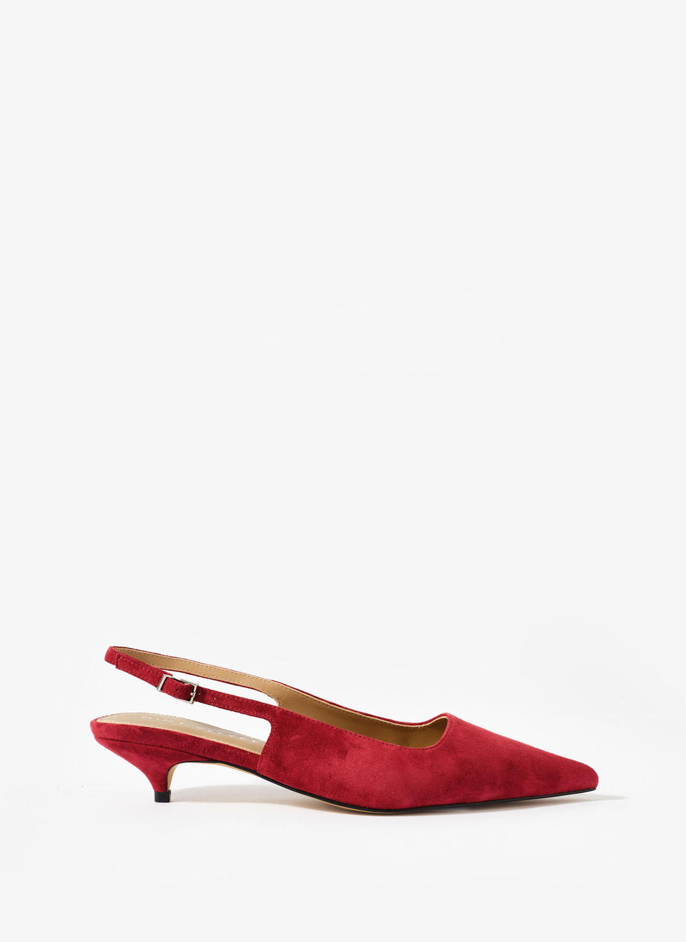 Mila Red Suede Slingback Kitten Heels