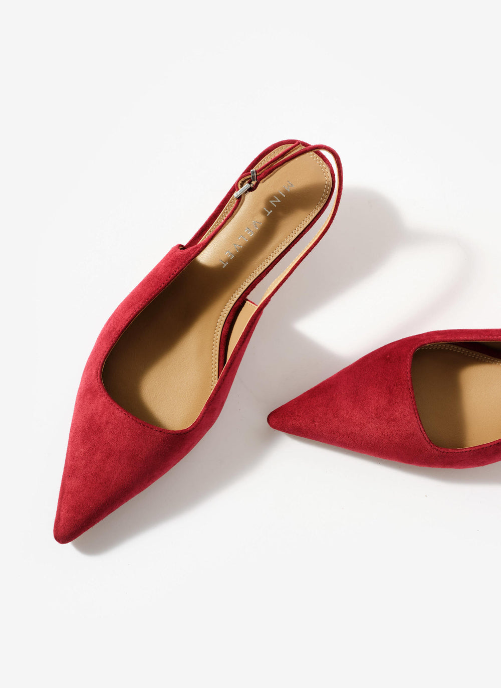 Mila Red Suede Slingback Kitten Heels