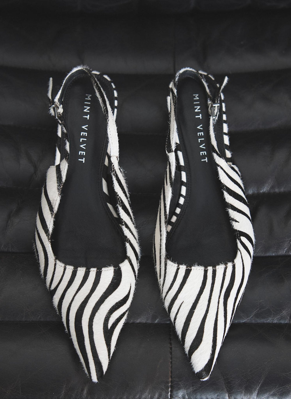 Mila Zebra Print Slingback Kitten Heels