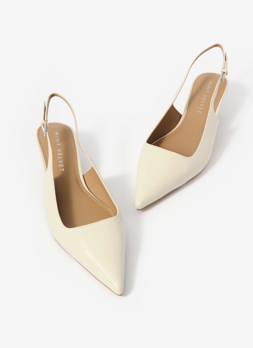Mila Cream Leather Kitten Heel