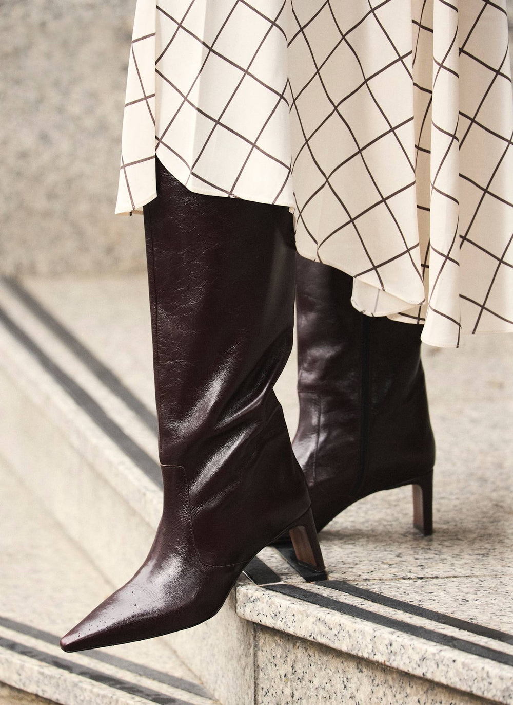 Miley Burgundy Leather Knee High Boots