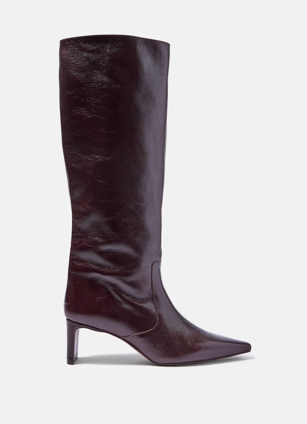 Miley Burgundy Leather Knee High Boots