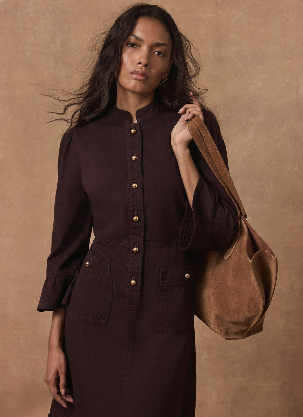 Burgundy Denim Midi Shirt Dress – Mint Velvet