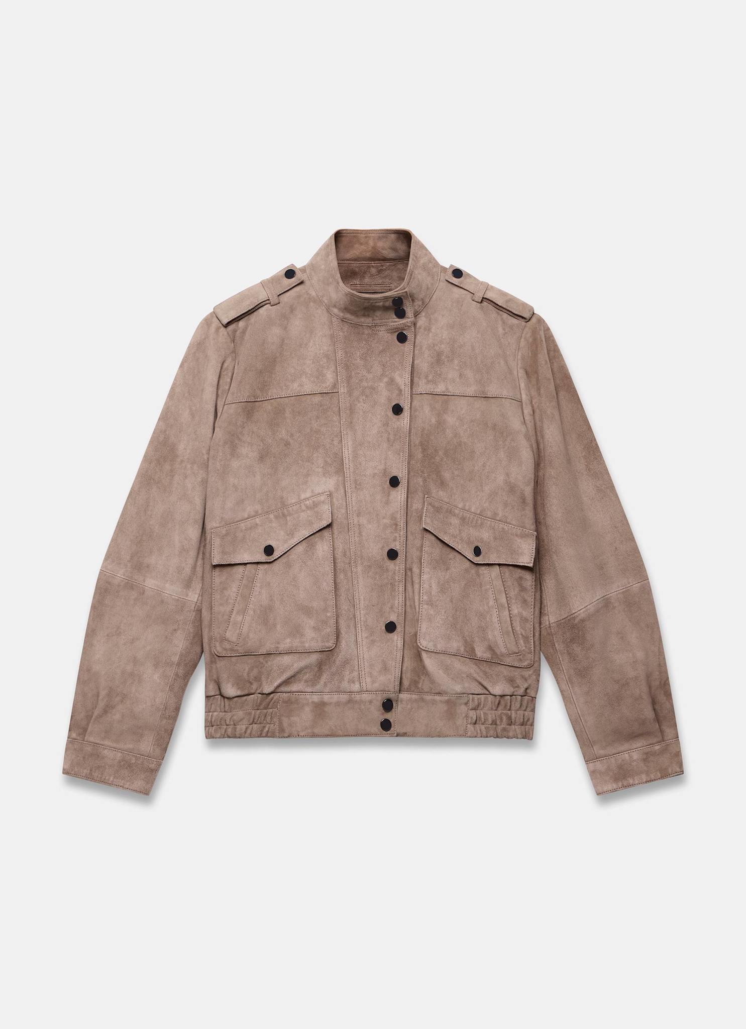 Neutral Suede Pilot Bomber Jacket – Mint Velvet
