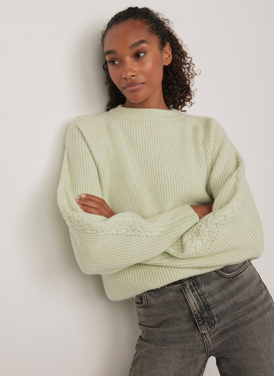 Green Cable Sleeve Jumper – Mint Velvet