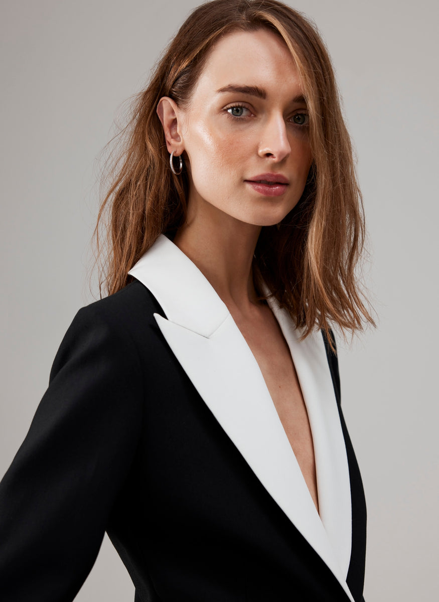 Black Contrast Tux Blazer – Mint Velvet