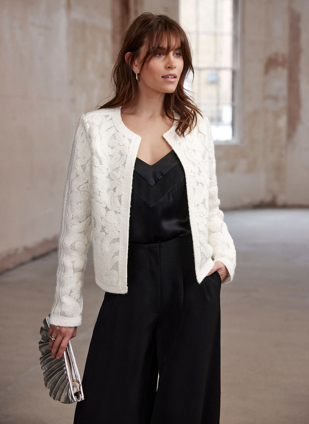 Cream Lace Knit Jacket