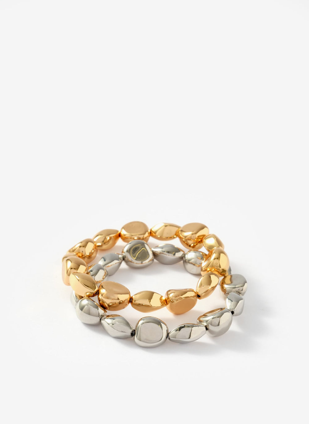 Mixed Metal Beaded Bracelet Set
