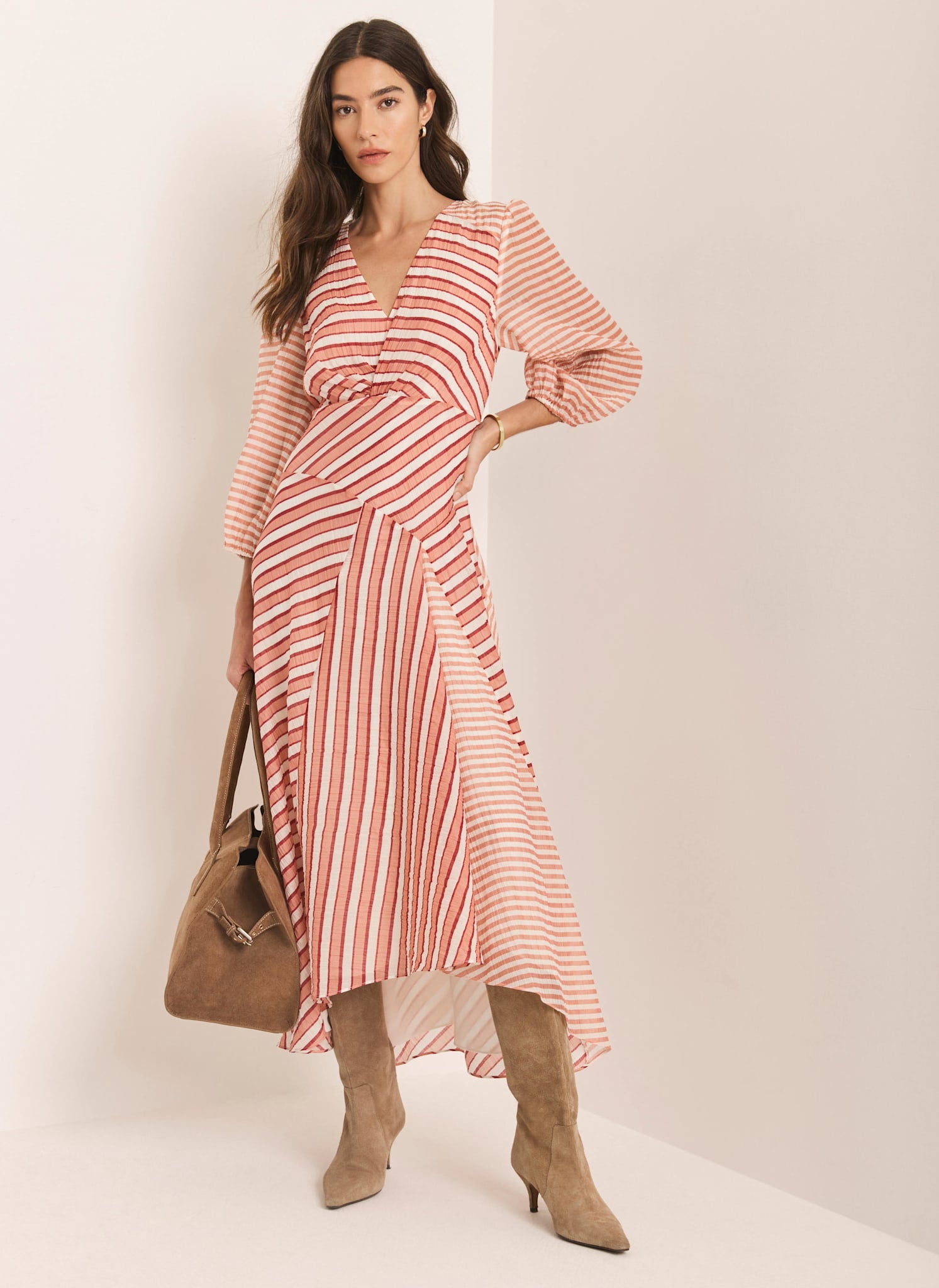 Orange Striped Panelled Maxi Dress – Mint Velvet