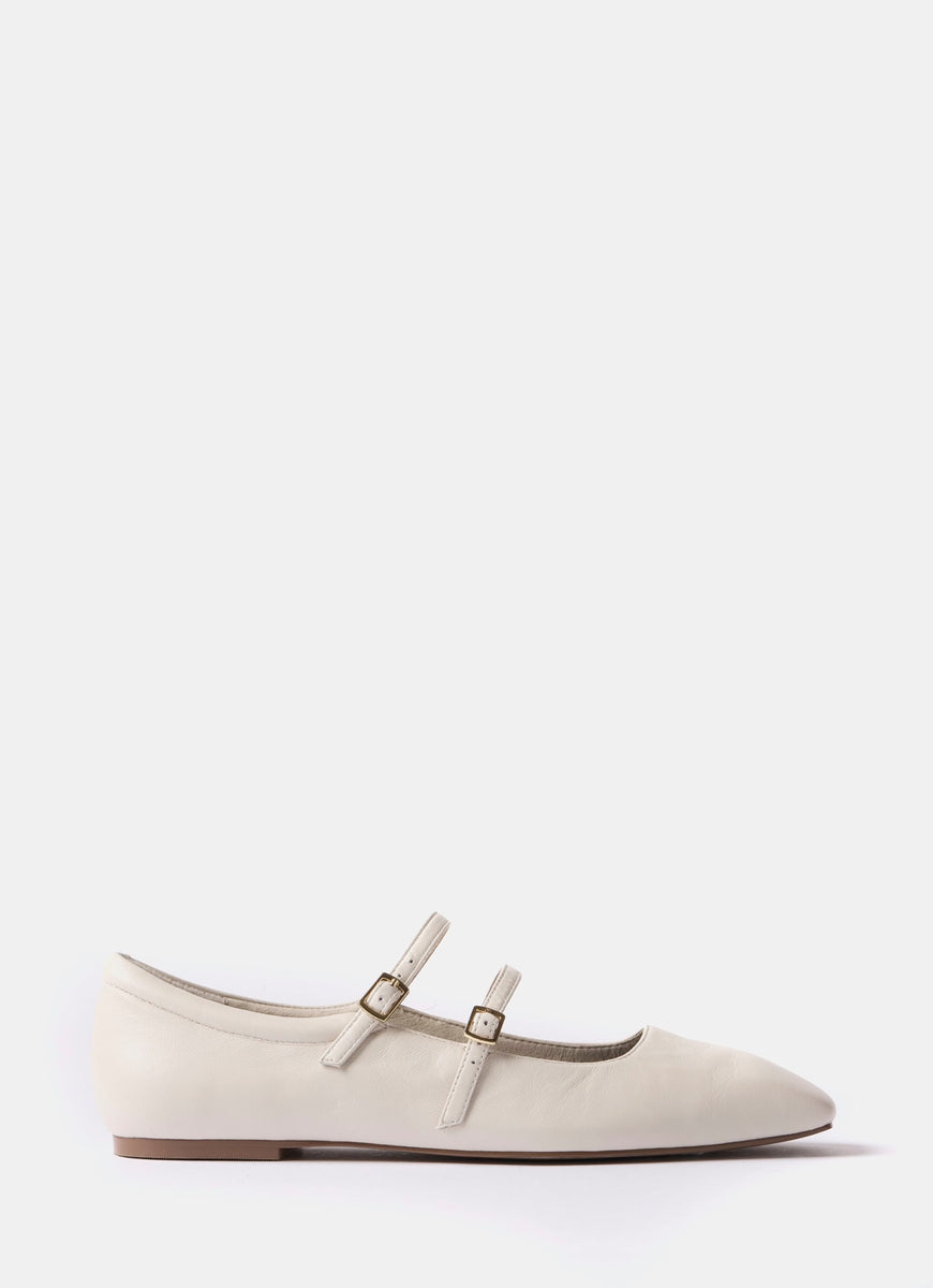 Cream Leather Ballet Pumps – Mint Velvet