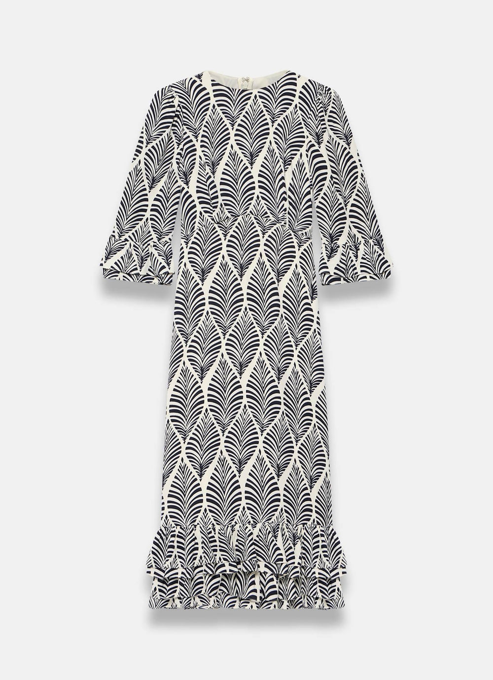 mint velvet navy floral print midi dress Mint Velvet Women's Printed Ruffle Detail Midi Dress - Blue