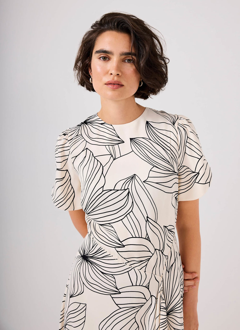 Cream Floral Print Satin Midi Dress Mint Velvet Cream Floral Print Satin Midi Dress Mint Velvet
