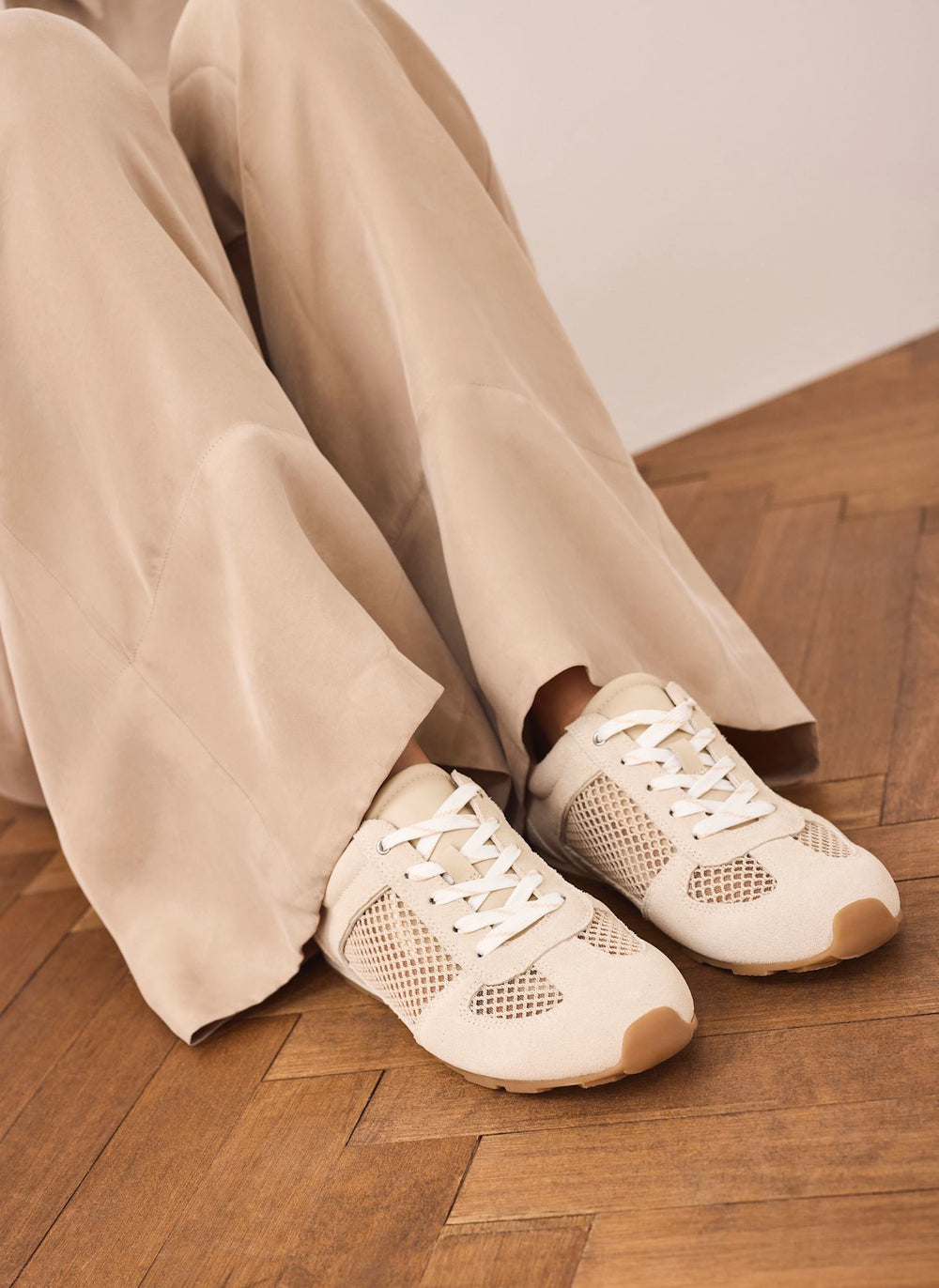 Myla Cream Suede Mesh Trainers