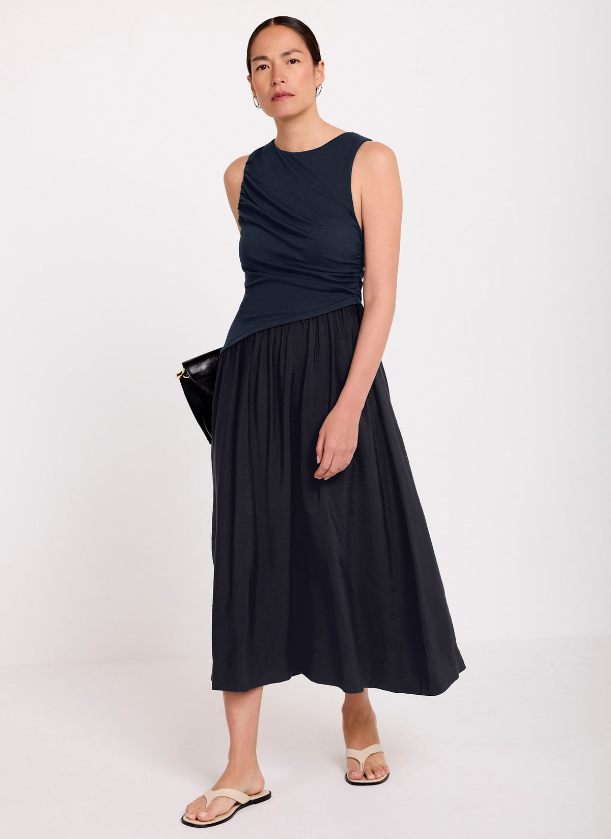 mint velvet pleated dress navy multi Mint Velvet Layered Knit Sleeveless Midi Dress, Blue Navy