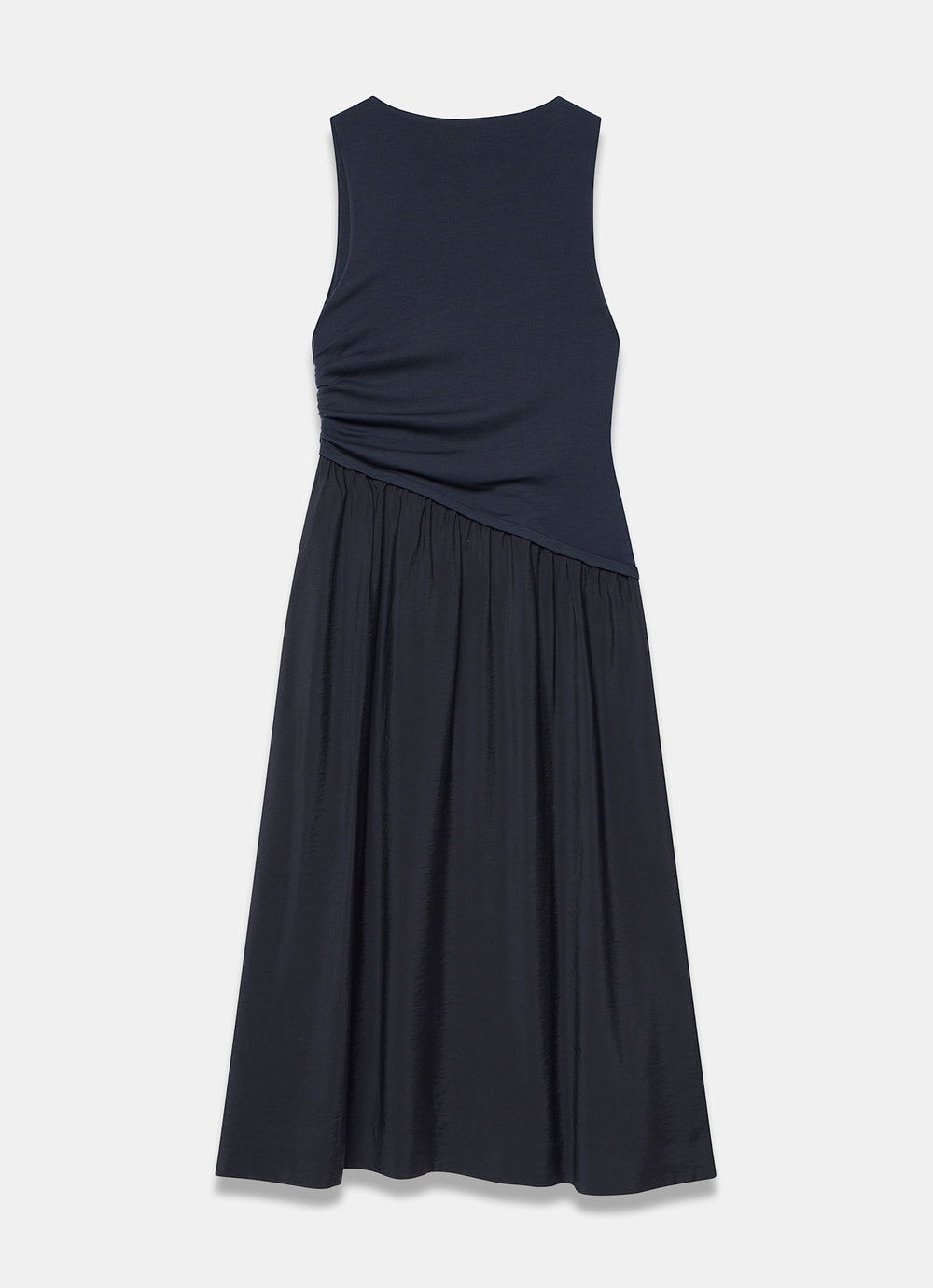 Mint Velvet Blue Asymmetric Waist Midi Dress | Size L | Blue | Sleeveless