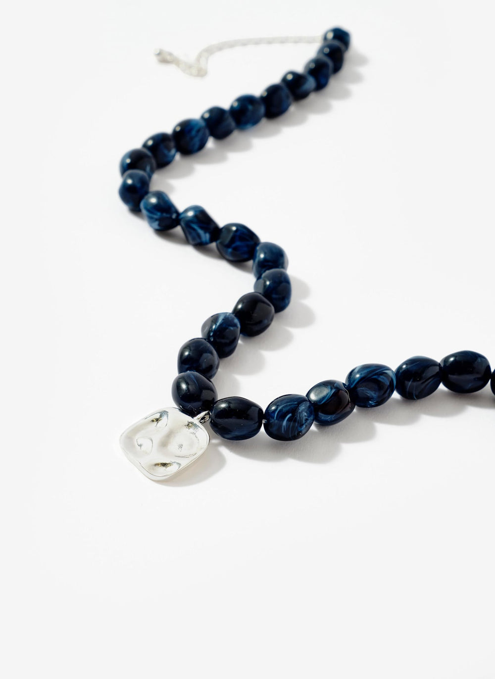 Navy Beaded Charm Necklace