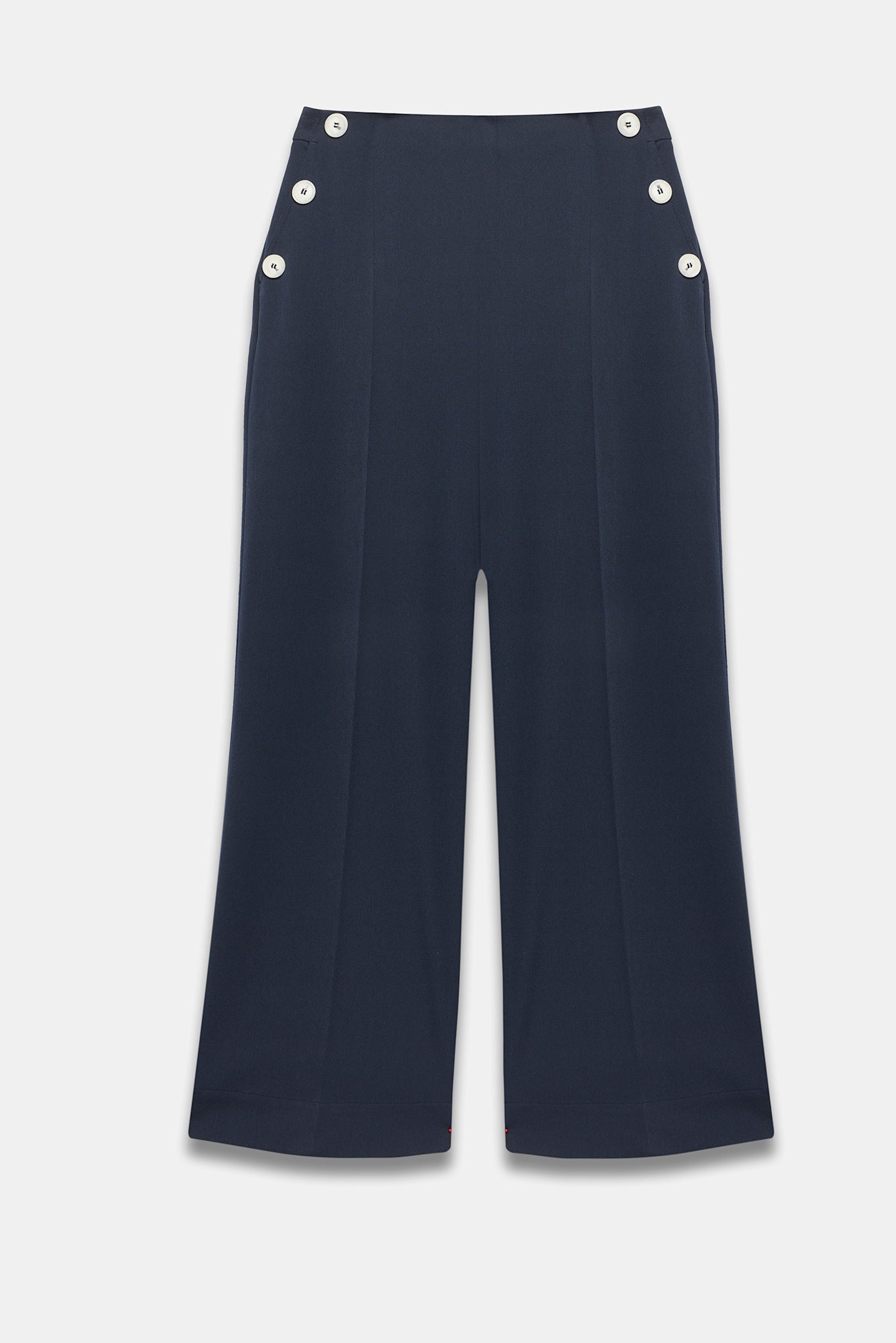 Navy Button Front Wide Trousers – Mint Velvet