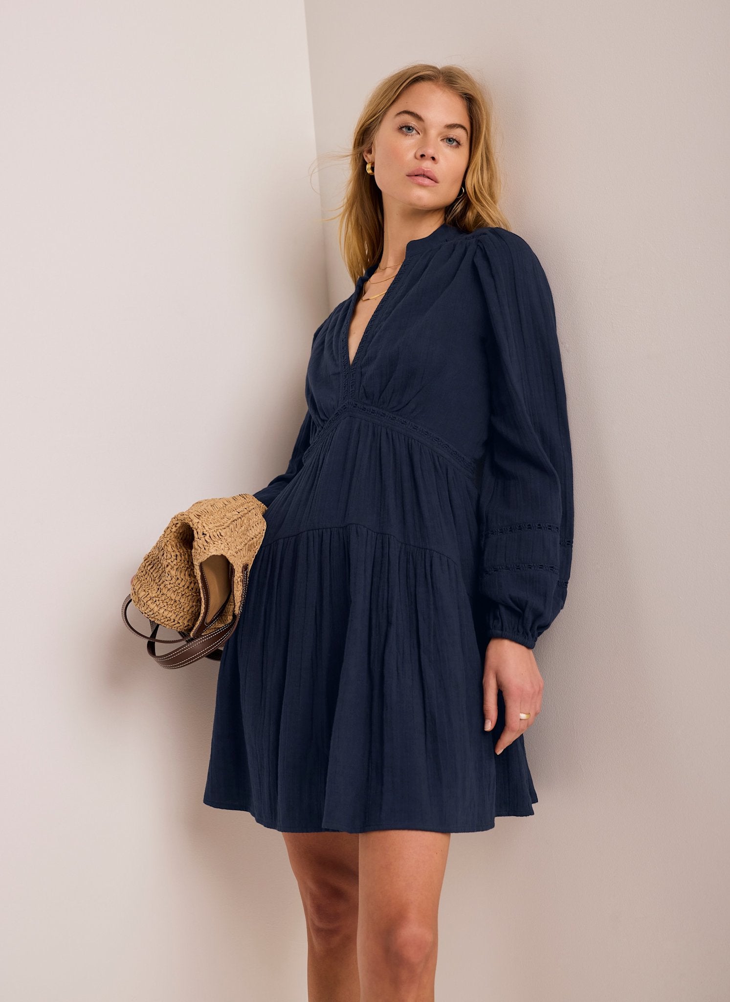 Cotton Cheesecloth Mini Dress