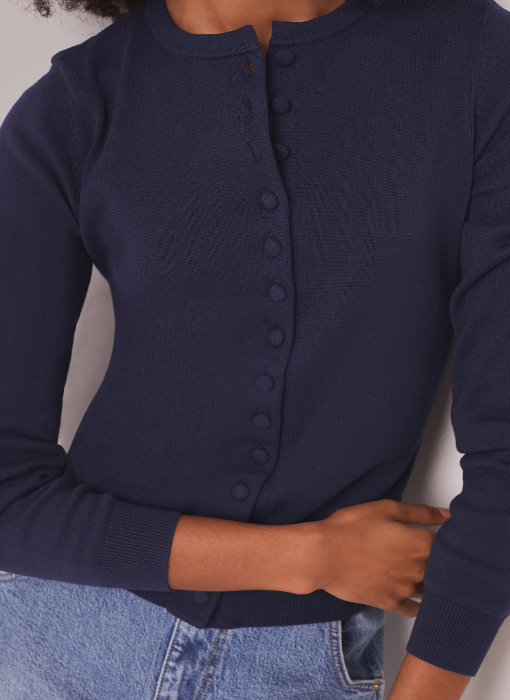 Navy Fine Knit Cardigan