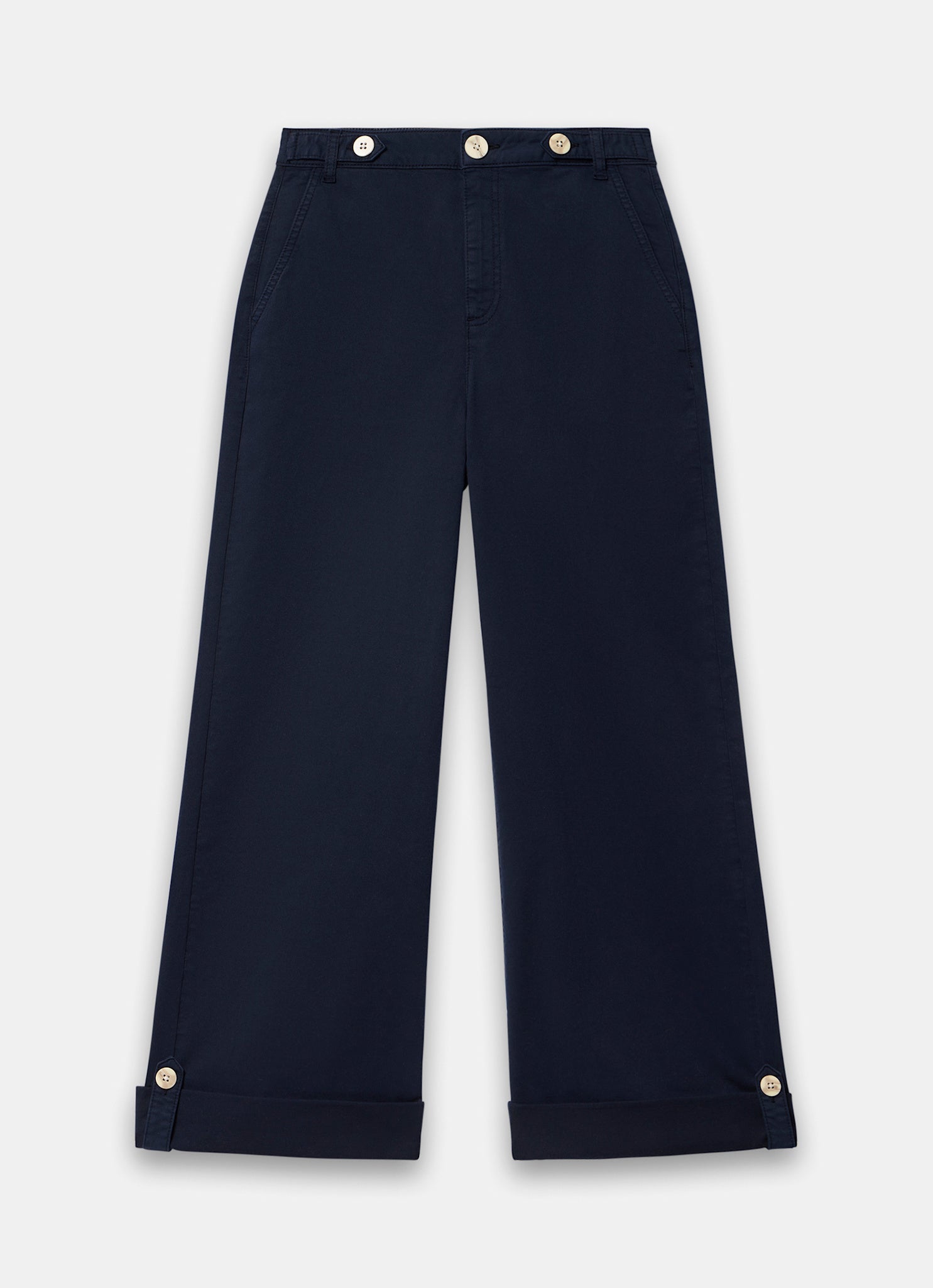 Navy Cropped Wide Chino Trousers – Mint Velvet