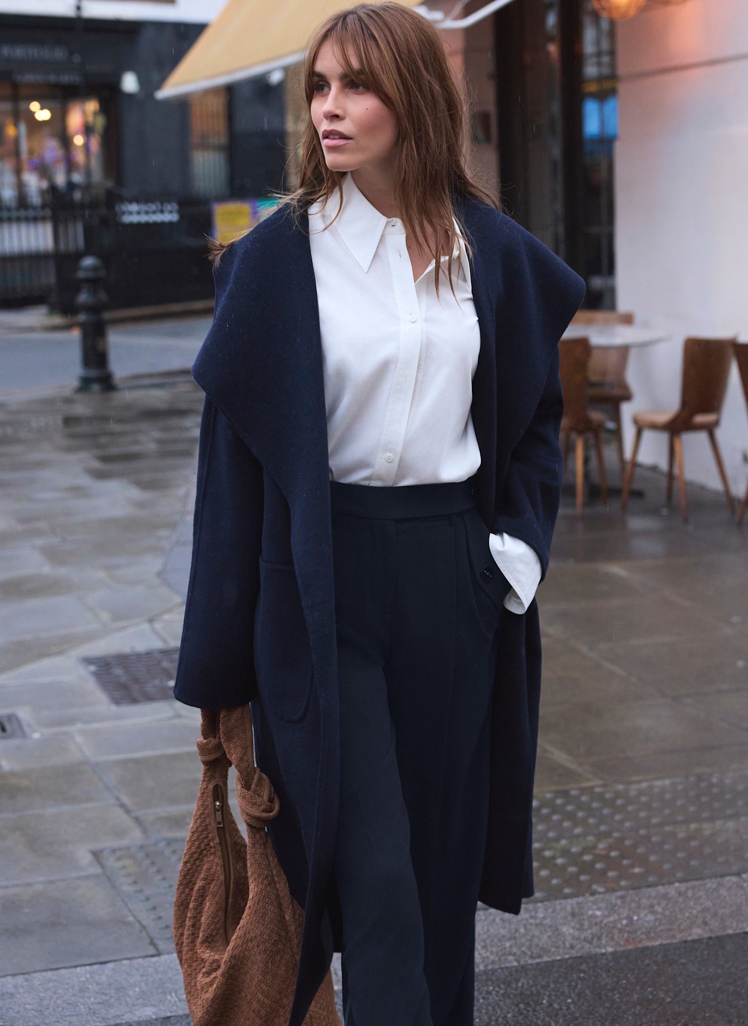 Navy Hand Finished Double Breasted Coat – Mint Velvet