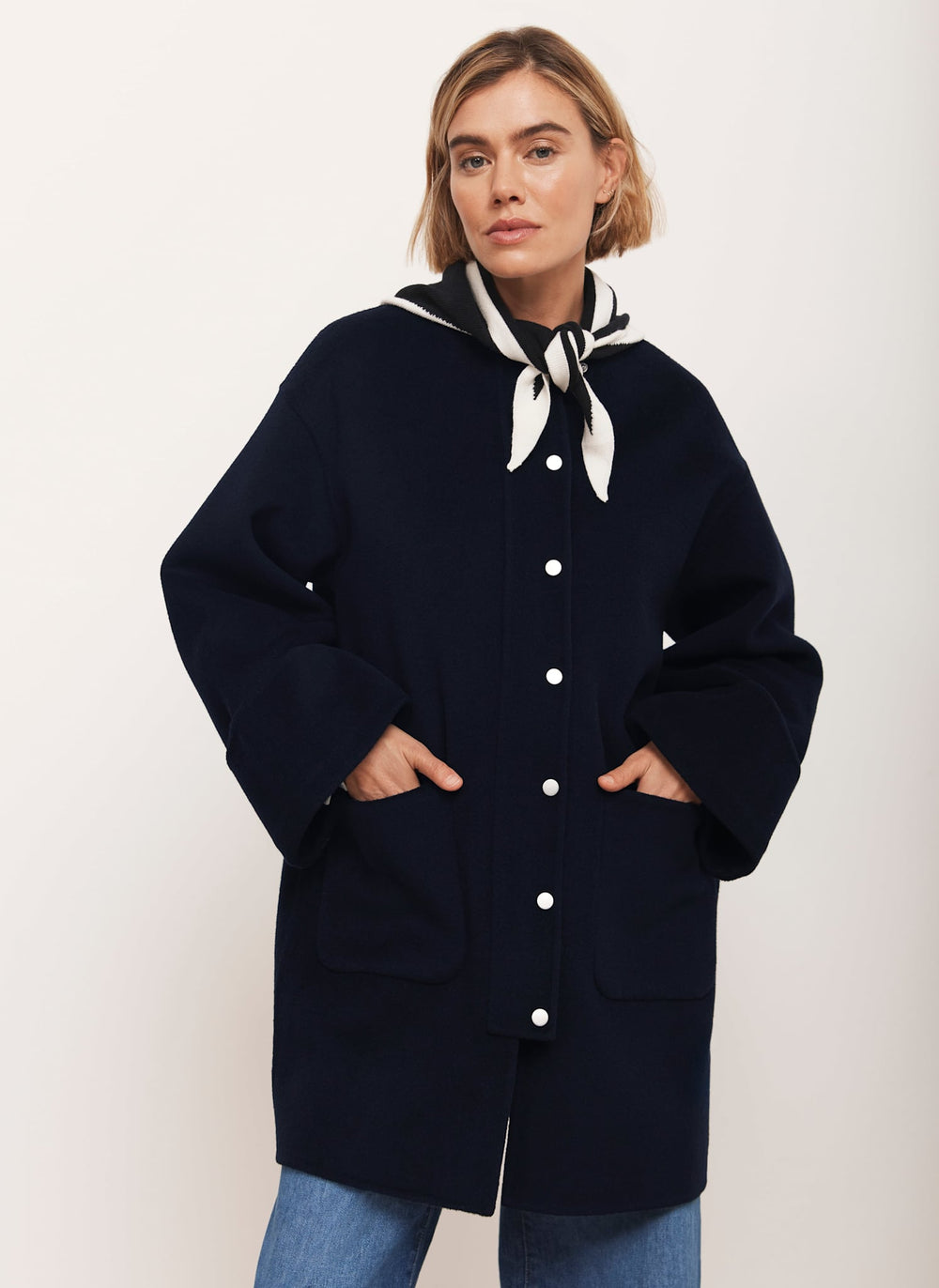 Navy Wool Blend Hand Finished Coat