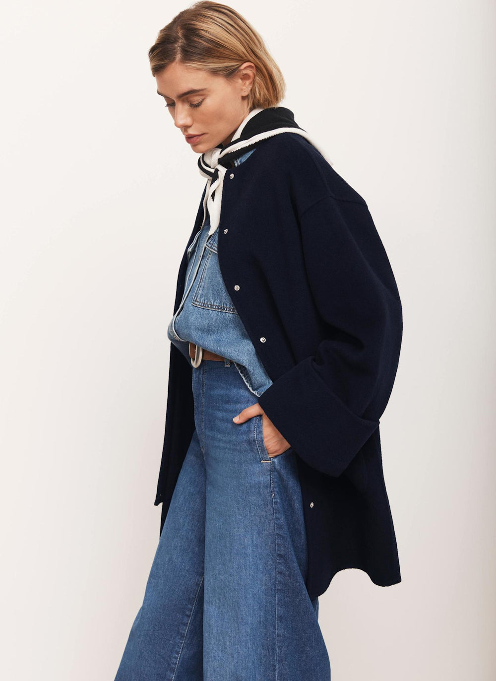 Navy Wool Blend Hand Finished Coat