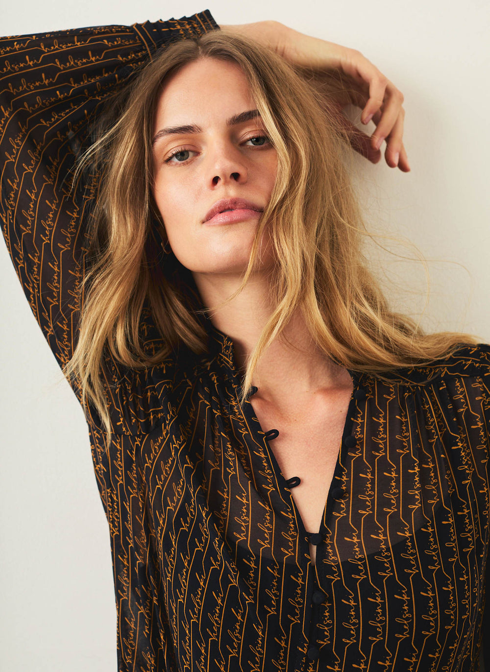 Navy Helsinki Print Blouse