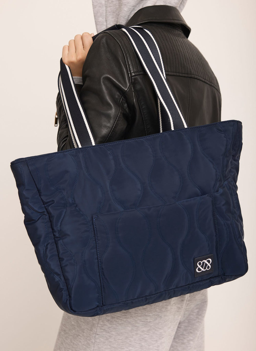 Jamie Navy Quilted Tote Bag