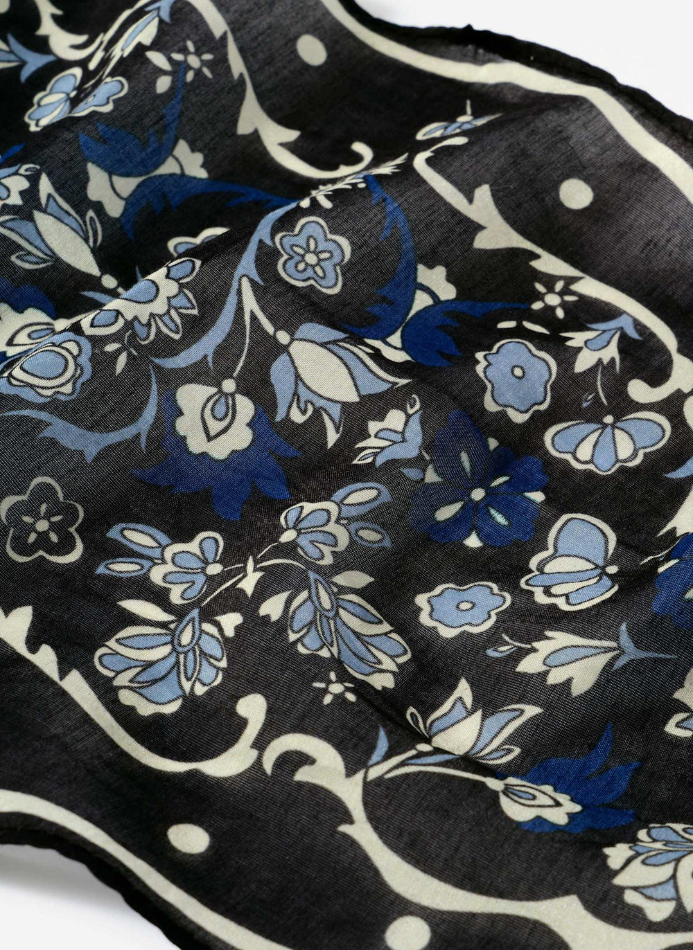 Navy Paisley Print Scarf