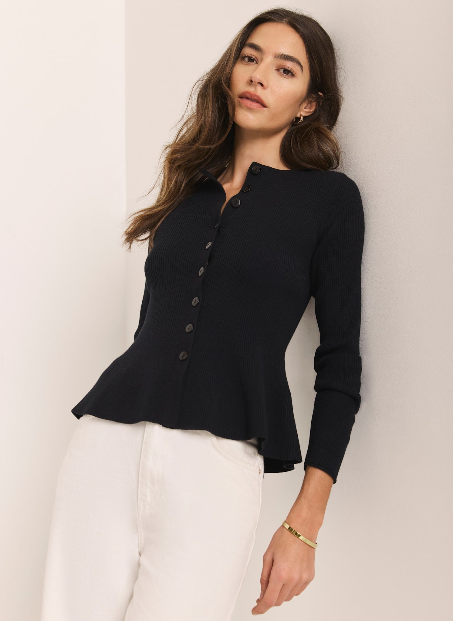 Navy Peplum Knit Cardigan – Mint Velvet