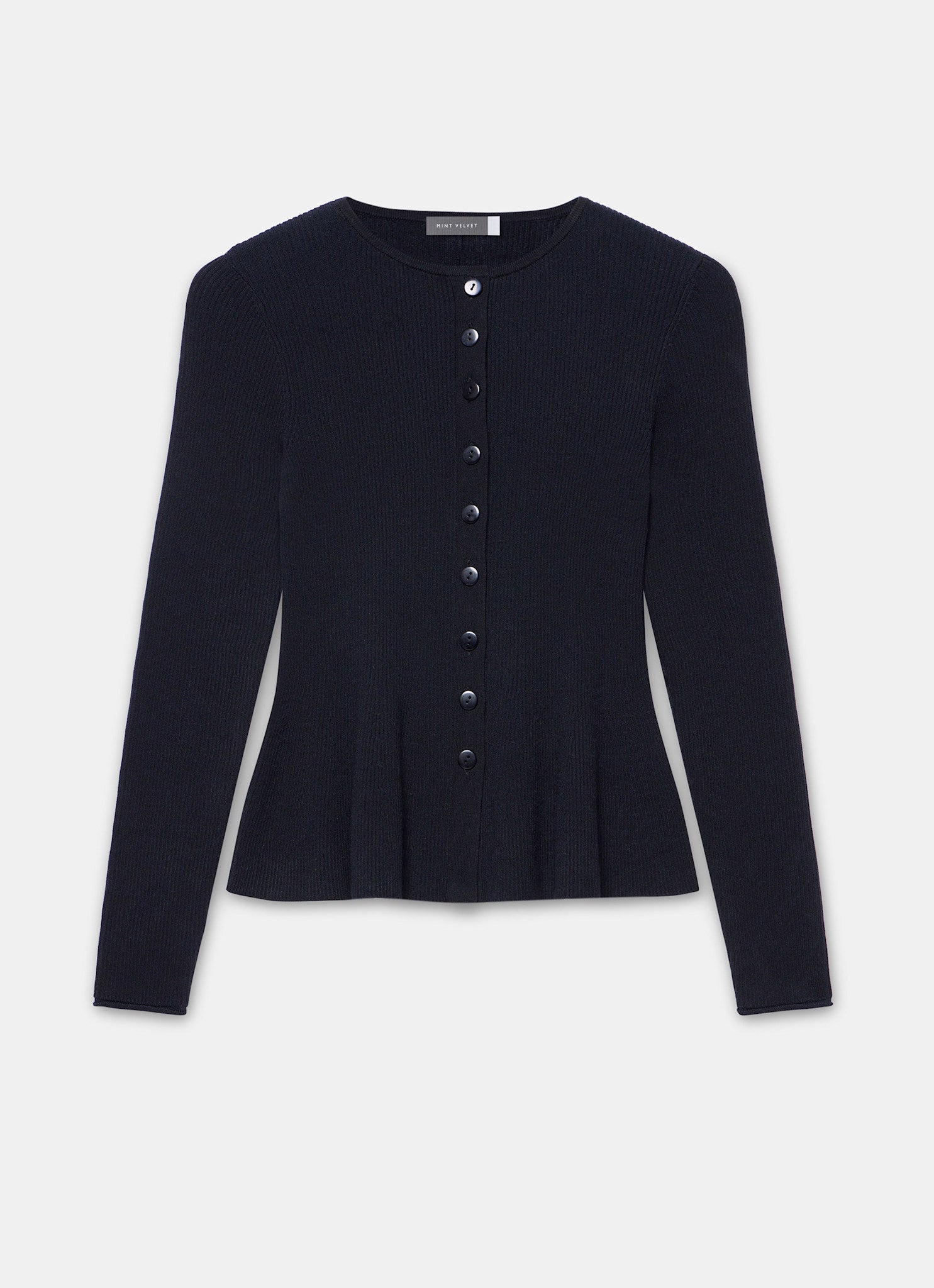 Navy Peplum Knit Cardigan – Mint Velvet