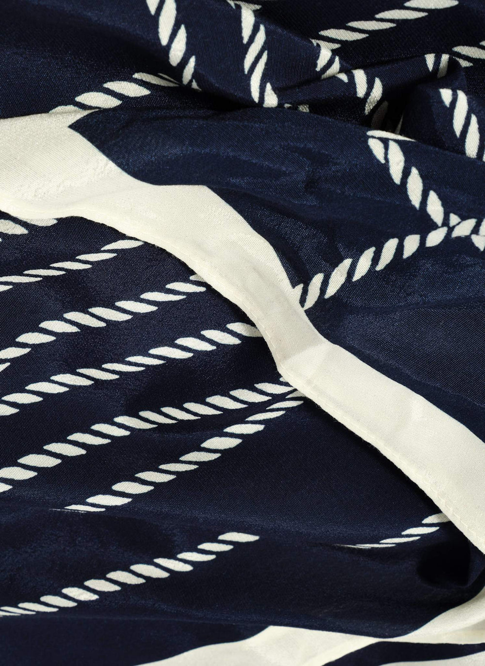 Navy Print Square Neck Scarf