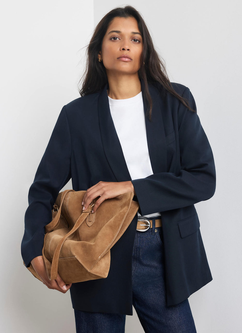 Navy Single Breasted Relaxed Blazer