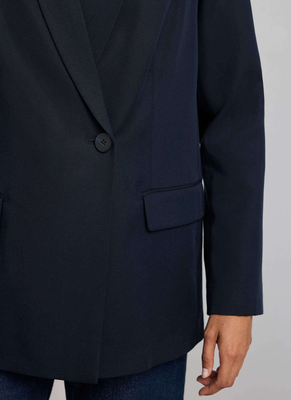 Navy Single Breasted Relaxed Blazer